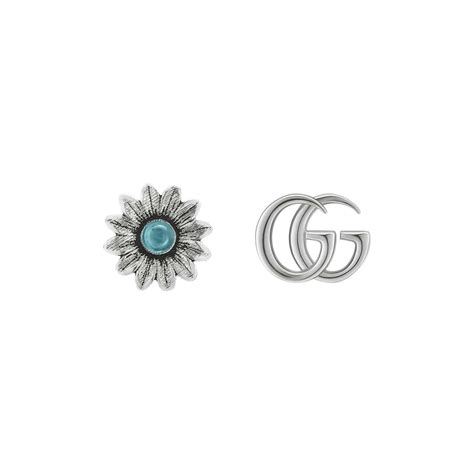 Blue Topaz Flower & Double G Studs by Gucci 